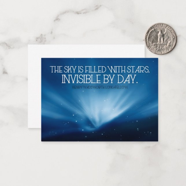 Tarjeta Pequeña Henry Wadsworth Longfellow Cita Inspiradora Sky (Anverso/Reverso In Situ)