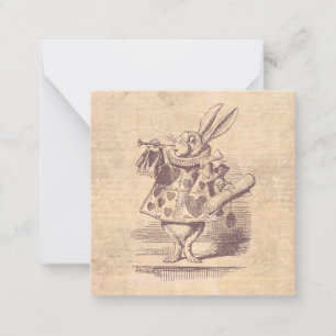 Tarjeta Pequeña Herald White Rabbit Vintage Alice en el país de la