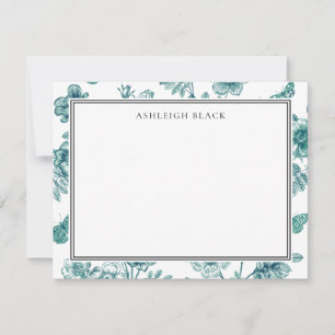Tarjeta Pequeña Herbarium Butterfly Toile Notecard