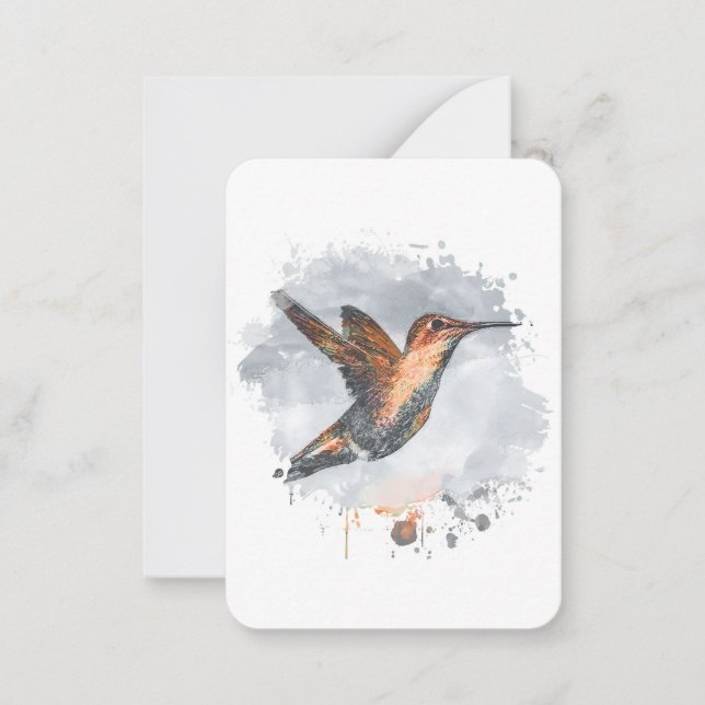 Tarjeta Pequeña Hermosa acuarela Vintage Resumen Hummingbird (Anverso)