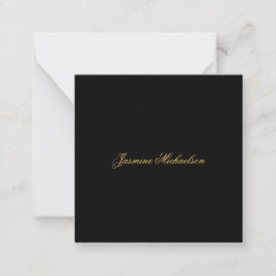 Tarjeta Pequeña Hermosa Caligrafía Chic Nombre Negro & Dorado