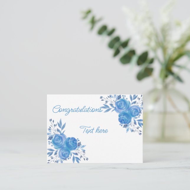 Tarjeta Pequeña Hermosa felicitación Rosa azul (Anverso de pie)