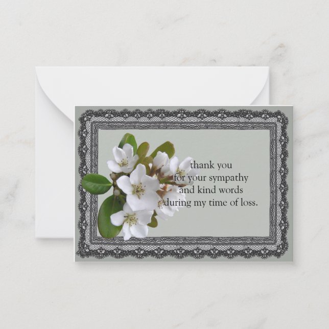 Tarjeta Pequeña Hermosa Flor Blanca Después Del Funeral Gracias (Anverso)
