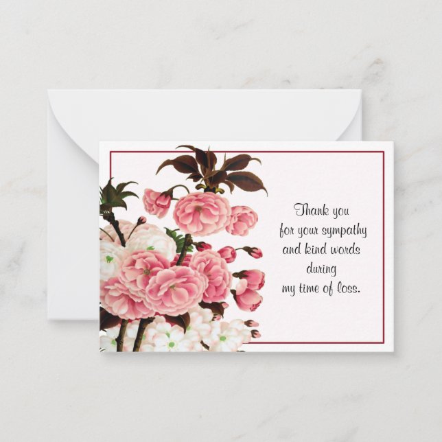 Tarjeta Pequeña Hermosa Flor Rosa Gracias (Anverso)