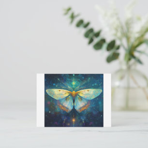 Tarjeta Pequeña Hermosa polilla blanca, elementos sobrenaturales