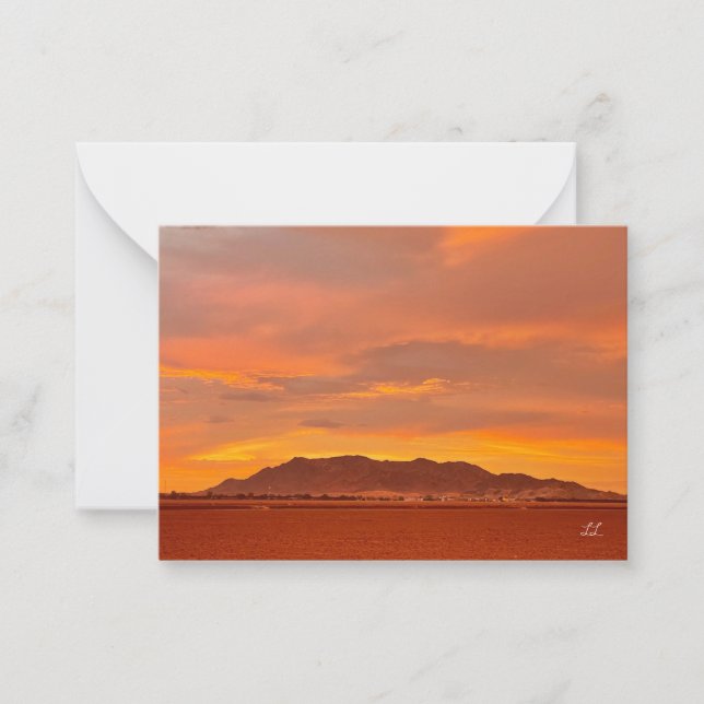 Tarjeta Pequeña Hermosa puesta de sol del desierto (Anverso)