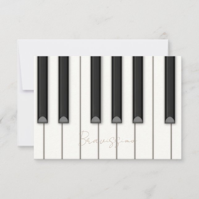 Tarjeta Pequeña Hermosas Claves de Piano Personalizadas Música Peq (Anverso)