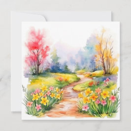 Tarjeta Pequeña Hermosas Flores de Primavera en Acuarela