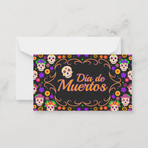 Tarjeta Pequeña Hermoso cráneo con flores Día de los Muertos