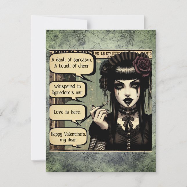 Tarjeta Pequeña Hermoso El día de San Valentín Chica Gótico (Anverso)