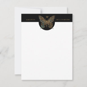 Tarjeta Pequeña Hermoso logotipo de mariposa decorativo ornato neg