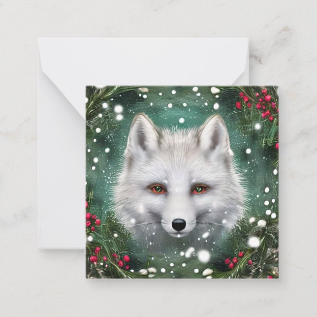 Tarjeta Pequeña Hermoso Navidad Fox (Anverso)