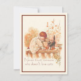 Tarjeta Pequeña Hermoso niño rojo haitiano con una cita para gato