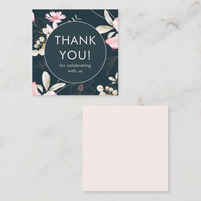 Tarjeta Pequeña Hermoso patrón floral de Rubor Blue Gracias (Anverso / Reverso)
