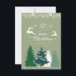 Tarjeta Pequeña Hermosos árboles verdes de invierno devienen Navid<br><div class="desc">Hermosos árboles verdes del invierno degustan tarjetas de Navidad.</div>