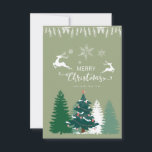 Tarjeta Pequeña Hermosos árboles verdes de invierno devienen Navid<br><div class="desc">Hermosos árboles verdes del invierno degustan tarjetas de Navidad.</div>