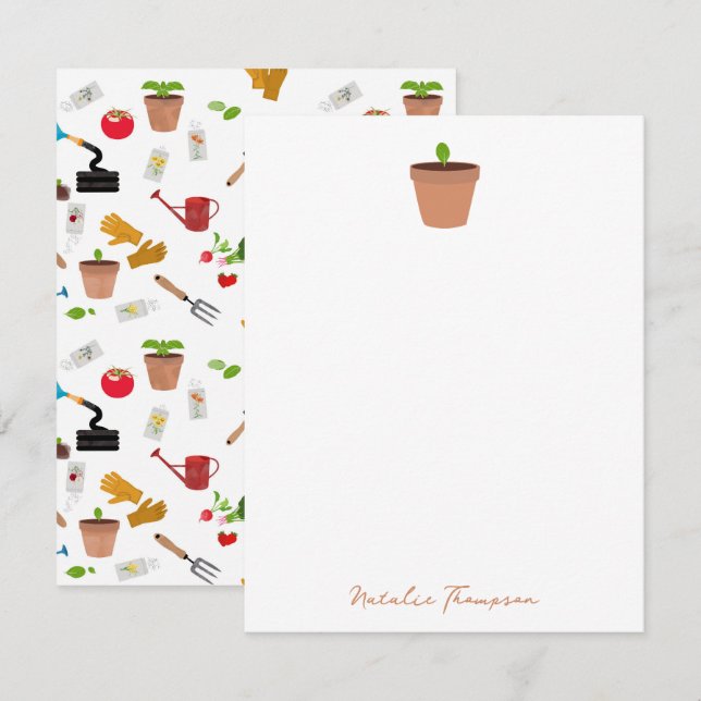 Tarjeta Pequeña Herramientas de jardinería Planta Jardinería Patró (Anverso / Reverso)