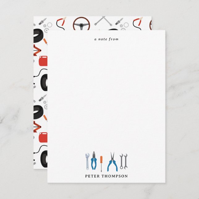 Tarjeta Pequeña Herramientas mecánicas para automóviles (Anverso / Reverso)