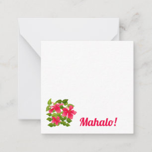 Tarjeta Pequeña Hibiscus Mahalo rosa tropical hawaiano personaliza