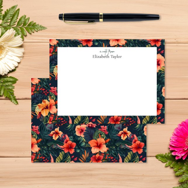 Tarjeta Pequeña Hibiscus tropical, floral verde Naranja amarillo (Subido por el creador)