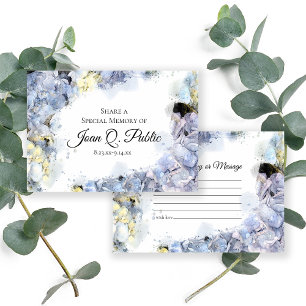 Tarjeta Pequeña Hidrangea azul acuarela Compartir un funeral de me