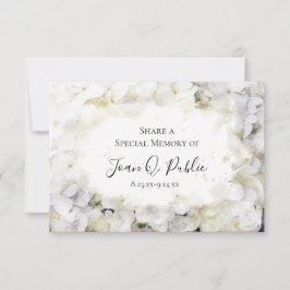 Tarjeta Pequeña Hidrangea blanca acuarela Compartir un funeral de 