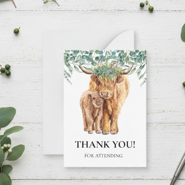 Tarjeta Pequeña Highland Cow Calf Baby Shower Eucalyptus (Subido por el creador)