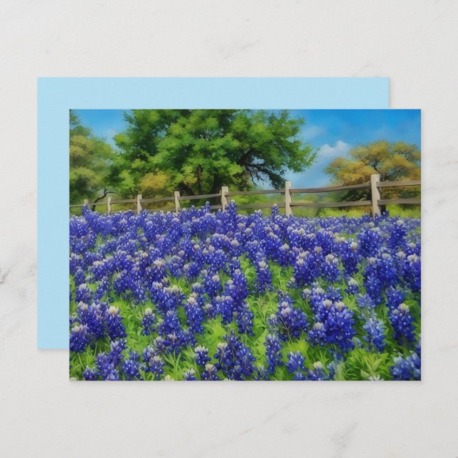 Tarjeta Pequeña Hill Country Texas Bluebonnet Note Card Set (Anverso / Reverso)