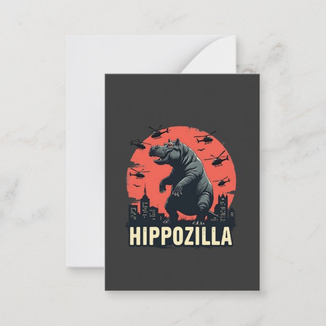 Tarjeta Pequeña Hippozilla Spooky Moo Deng Hippo Halloween (Anverso)