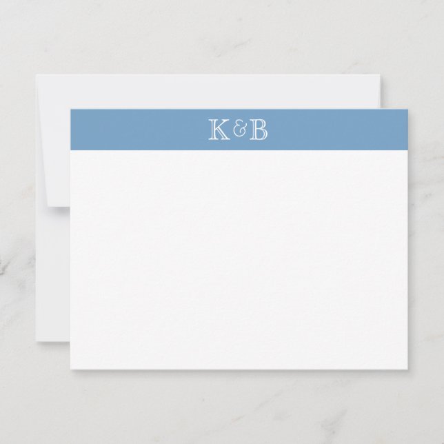 Tarjeta Pequeña His & Hers Initials Banded Stationery (Anverso)