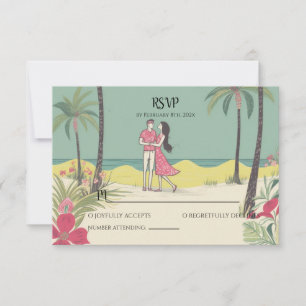 Tarjeta Pequeña Historia de amor tropical Boda de verano RSVP