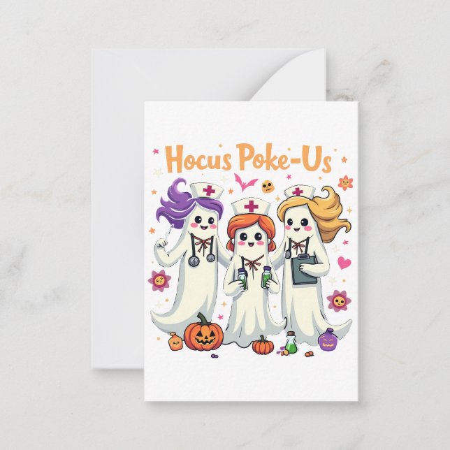 Tarjeta Pequeña Hocus-Poke Nosotros Enfermería Fantasma Espeluznan (Anverso)