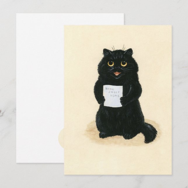 Tarjeta Pequeña Hogar de gato negro dulce refugio de rescate domés (Anverso / Reverso)