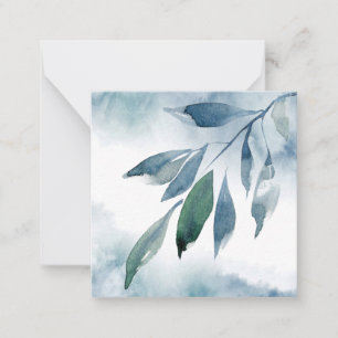 Tarjeta Pequeña Hojas abstractas de color azul índigo