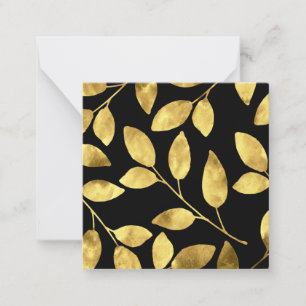 Tarjeta Pequeña Hojas acuáticas de oro y negro