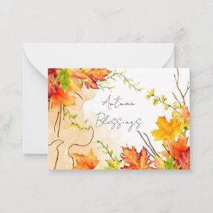 Tarjeta Pequeña Hojas de arce de otoño con texto personalizado