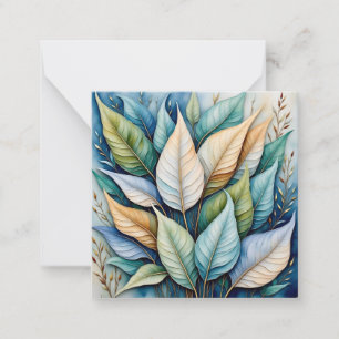 Tarjeta Pequeña Hojas de latte de oro verde azul