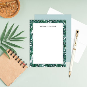 Tarjeta Pequeña Hojas de Monstera de Palma Verde Tropical Nombre P