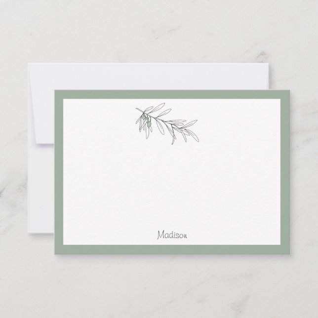 Tarjeta Pequeña Hojas de oliva verdes dibujadas a mano (Anverso)