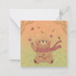 Tarjeta Pequeña Hojas de otoño de Teddy Bear