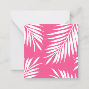 Tarjeta Pequeña Hojas de palmas acrílicas blancas de color rosa co