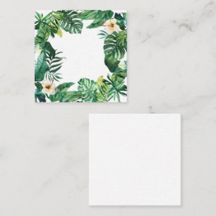 Tarjeta Pequeña Hojas tropicales y marco hibiscus