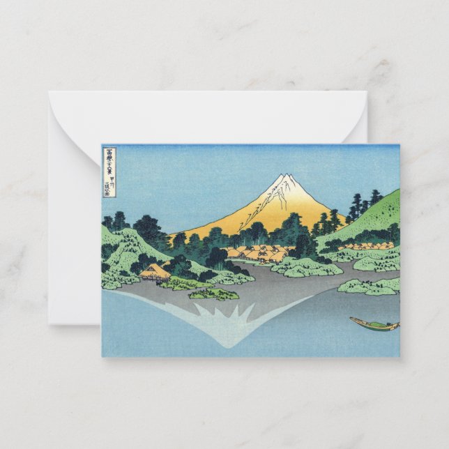 Tarjeta Pequeña Hokusai - El Monte Fuji reflexiona en el lago Kawa (Anverso)