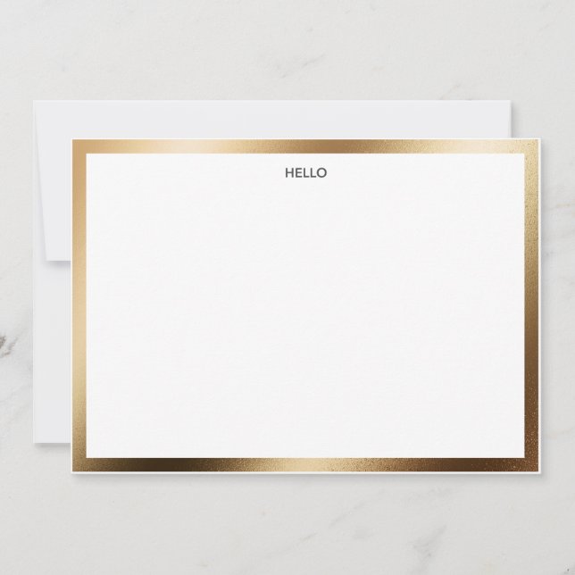 Tarjeta Pequeña Hola Gold Border Notecard (Anverso)