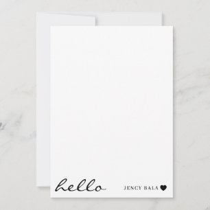 Tarjeta Pequeña Hola Minimal Blanco Diseño de Corazón Moderno y