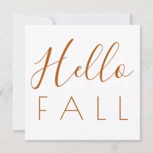 Tarjeta Pequeña Hola Otoño Naranja Tipografía Minimalista Otoño