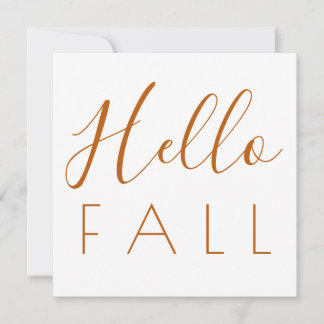 Tarjeta Pequeña Hola Otoño Naranja Tipografía Minimalista Otoño 