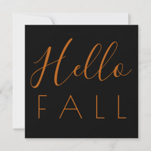 Tarjeta Pequeña Hola Otoño Tipografía Minimalista Negra Otoño