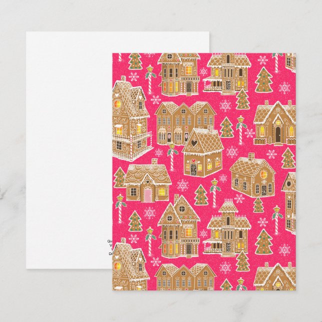 Tarjeta Pequeña Holiday Gingerbread Village (Anverso / Reverso)