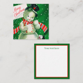 Tarjeta Pequeña hombre de nieve de Navidad retro vintage añadir te